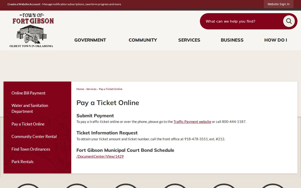 Fort Gibson municipal payment and bond source