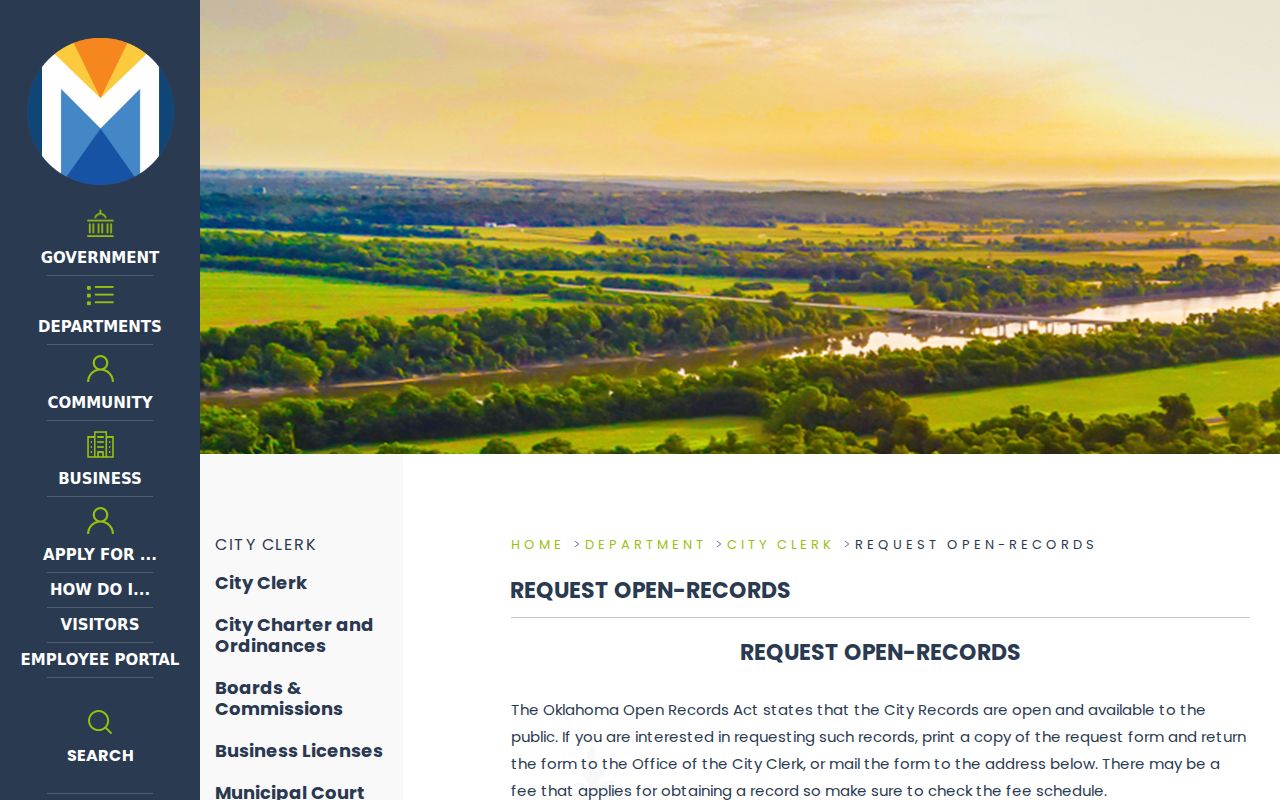 Muskogee City Clerk open records source page